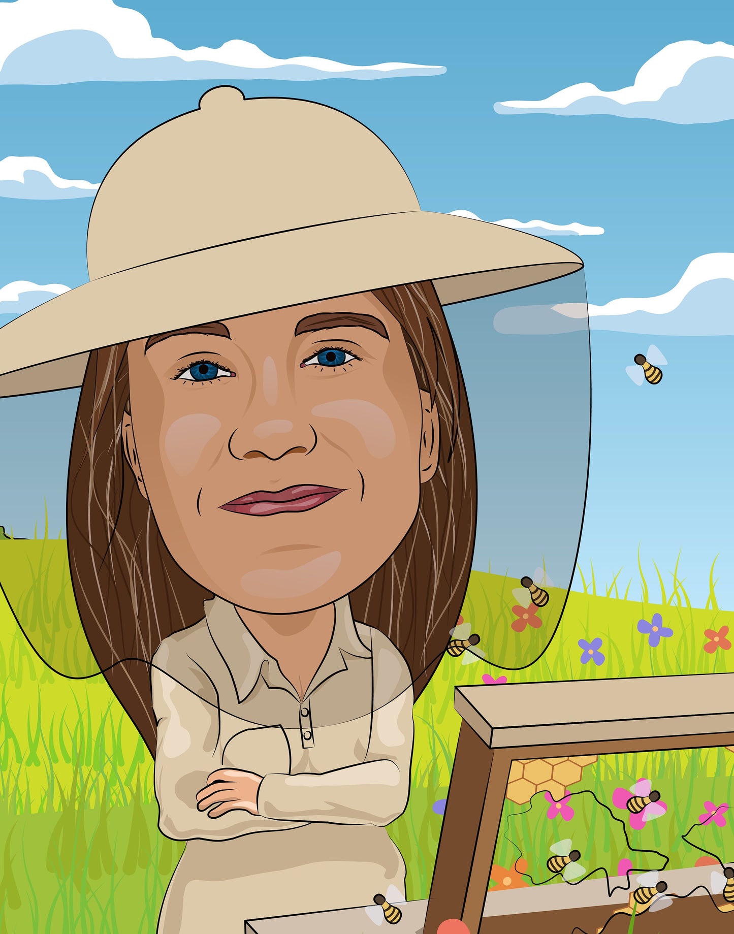 Beekeeper Gift - Custom Caricature Portrait From Your Photo/bee keeper gift/apiarist gift