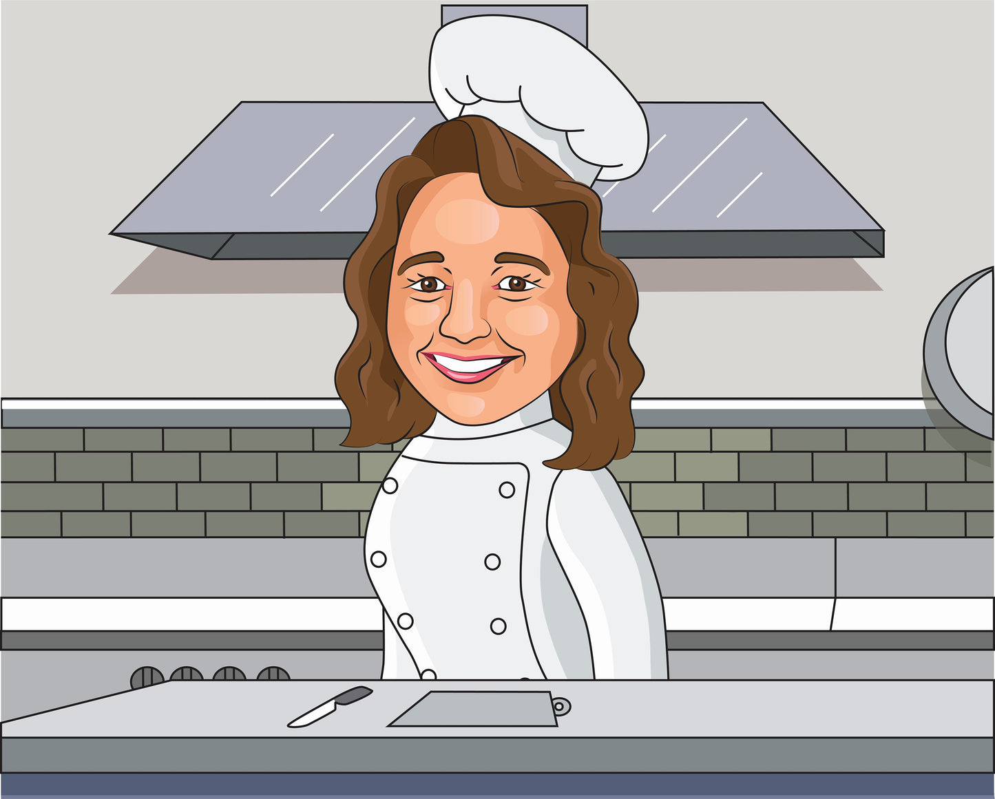Cook Gift - Custom Caricature Portrait From Your Photo/sous chef gift