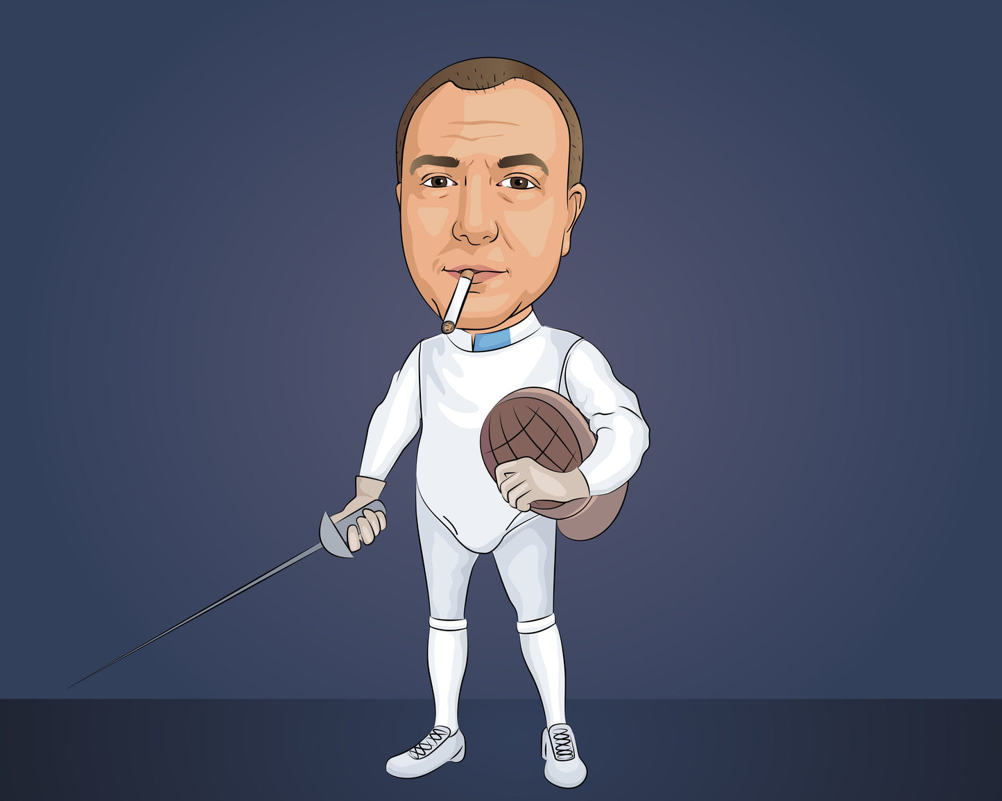Fencing Gift - Custom Caricature Portrait From Your Photo/Fencer gift