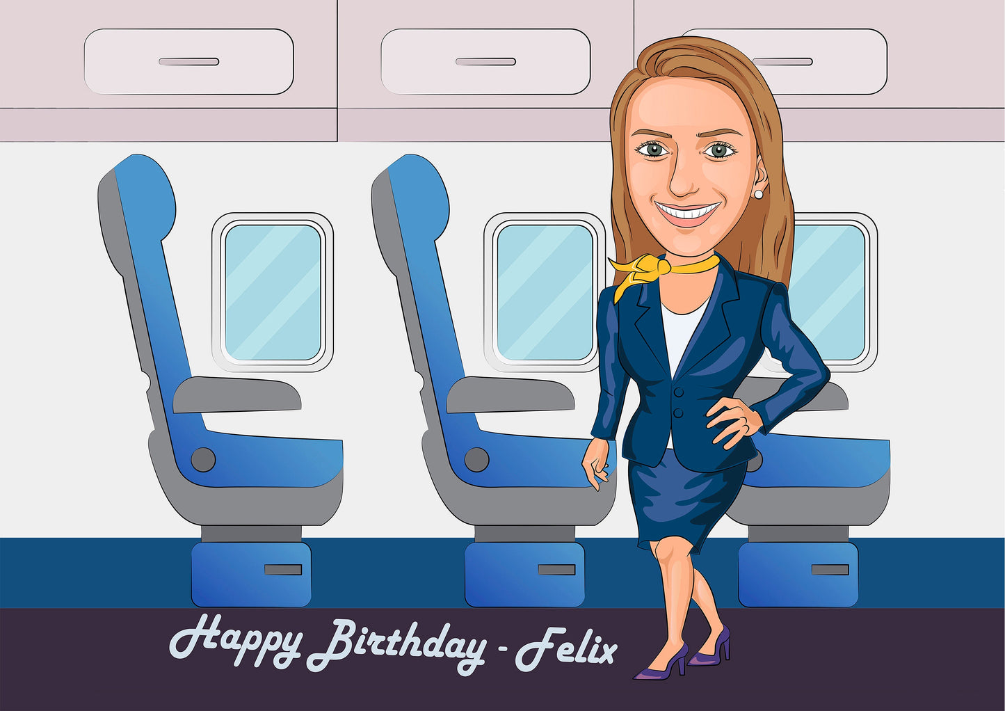 Flight Attendant Gift - Custom Caricature Portrait From Your Photo/stewardess gift/cabin crew gift