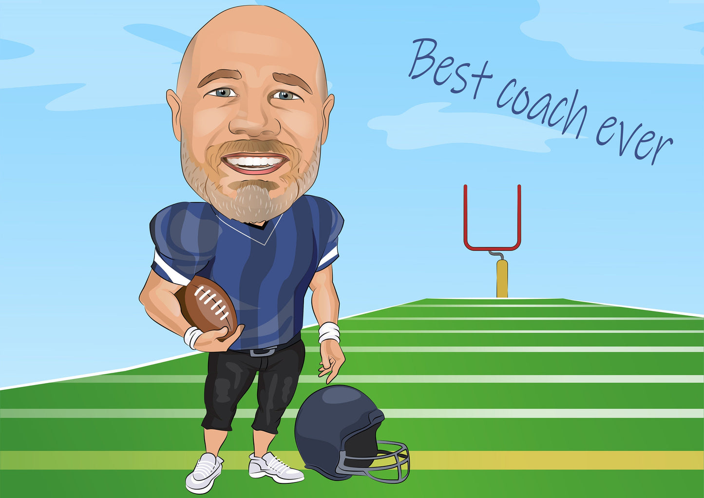 Football Player Gift - Custom Caricature Portrait From Your Photo/football coach gift