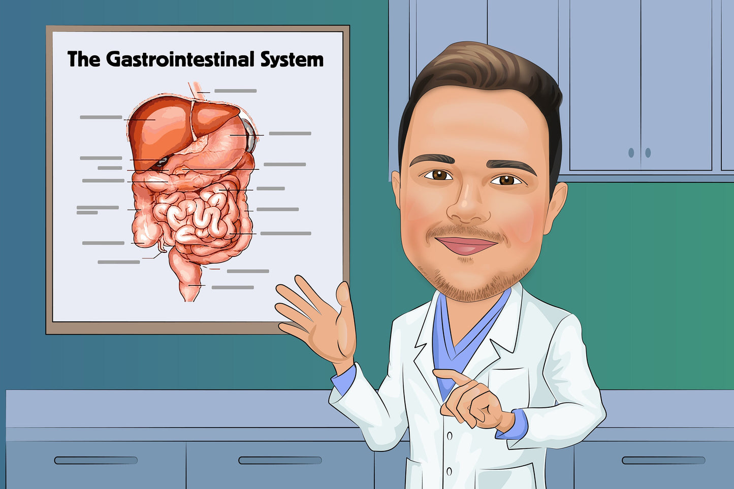 Gastroenterologist Gift - Custom Caricature Portrait From Your Photo/Gastroenterology gift