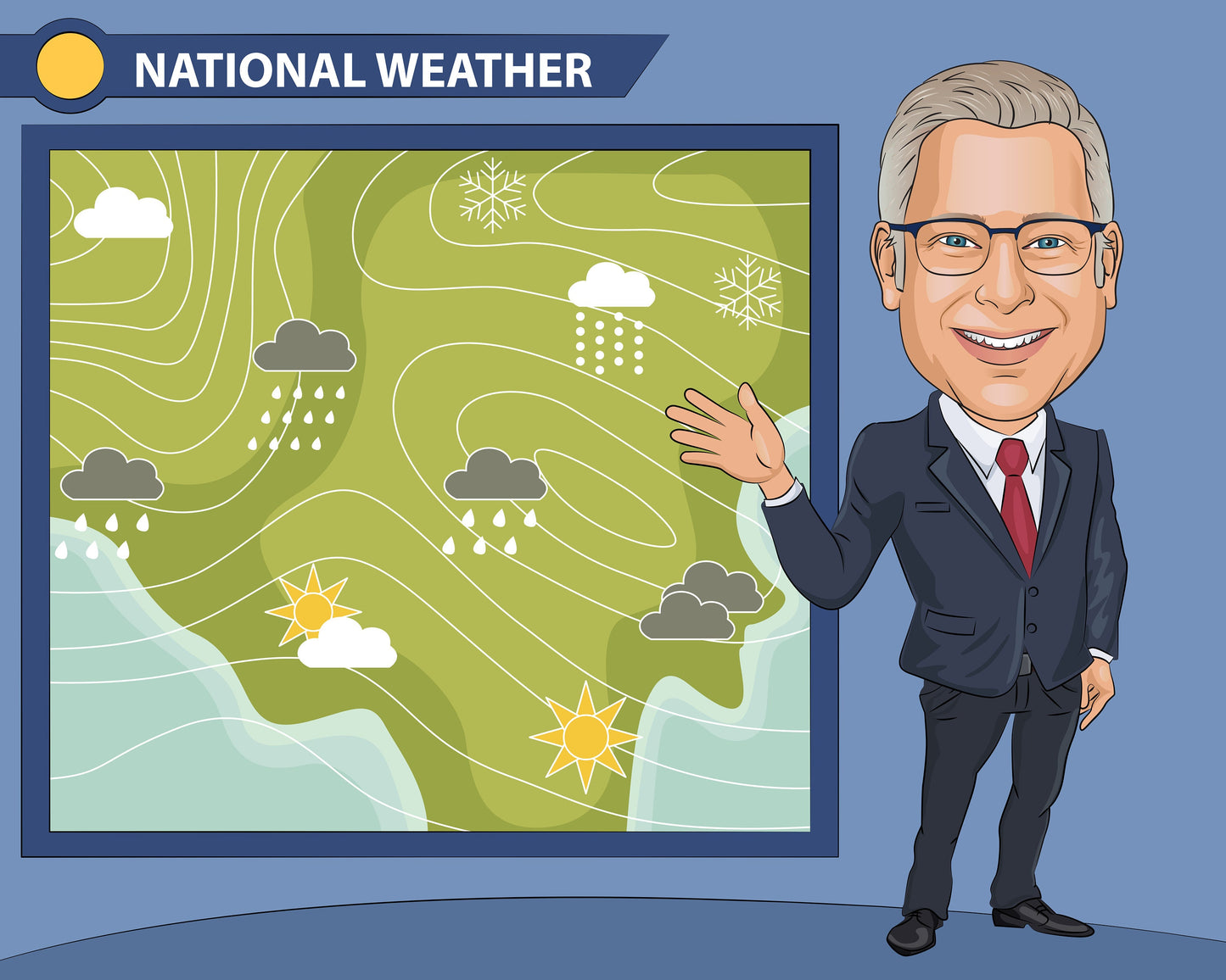 Meteorologist Gift - Custom Caricature From Photo, Weather Forecaster, meteorology gifts