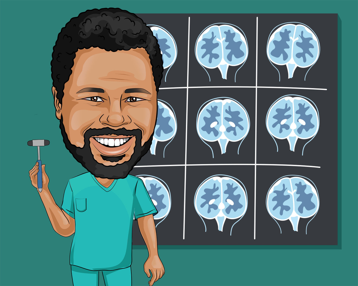 Neurologist Gift - Custom Caricature Portrait From Your Photo/neuroscience gift/neurology gift