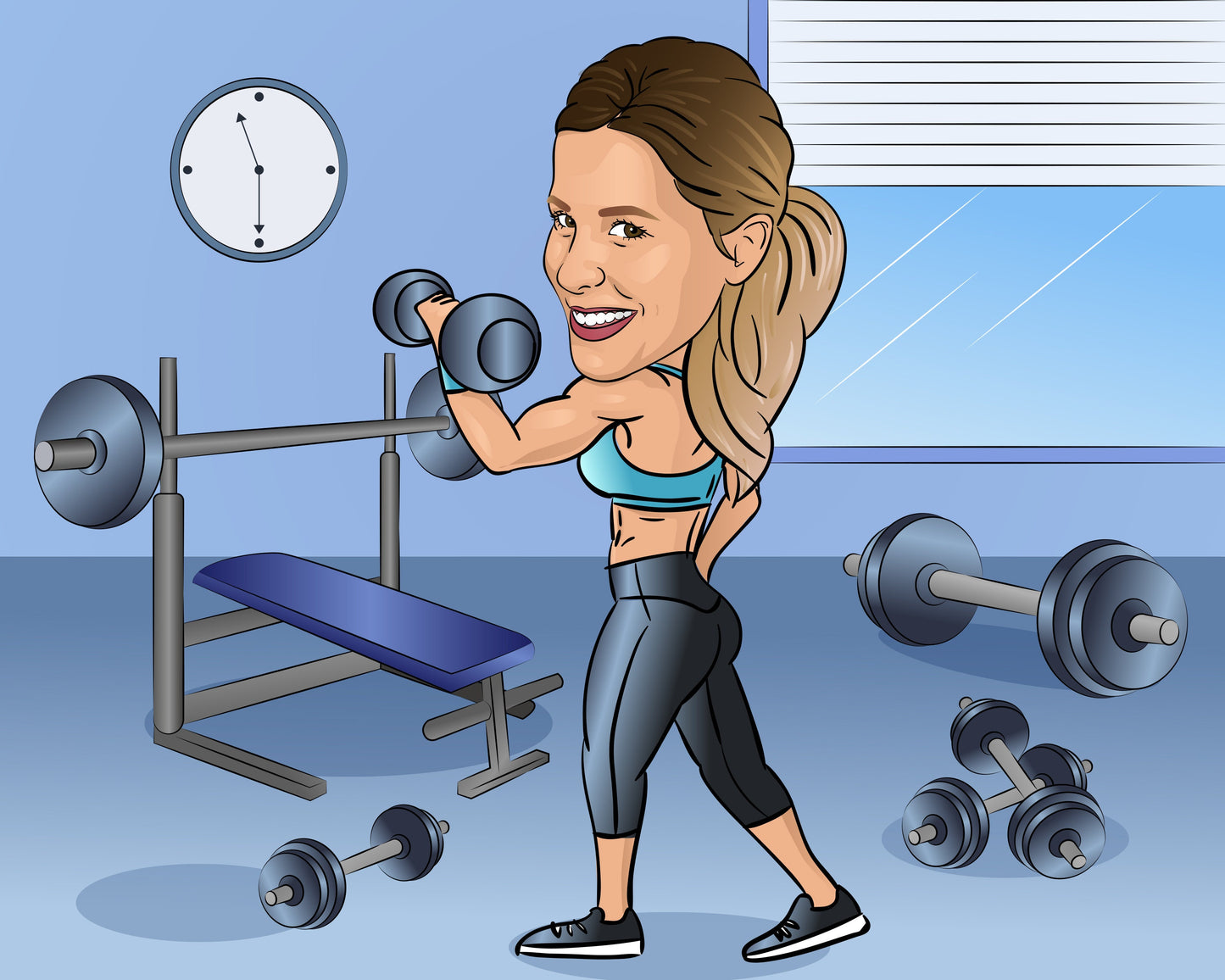 Gym Teacher Gift - Custom Caricature From Photo, fitness instructor gift, fitness coach, gym trainer