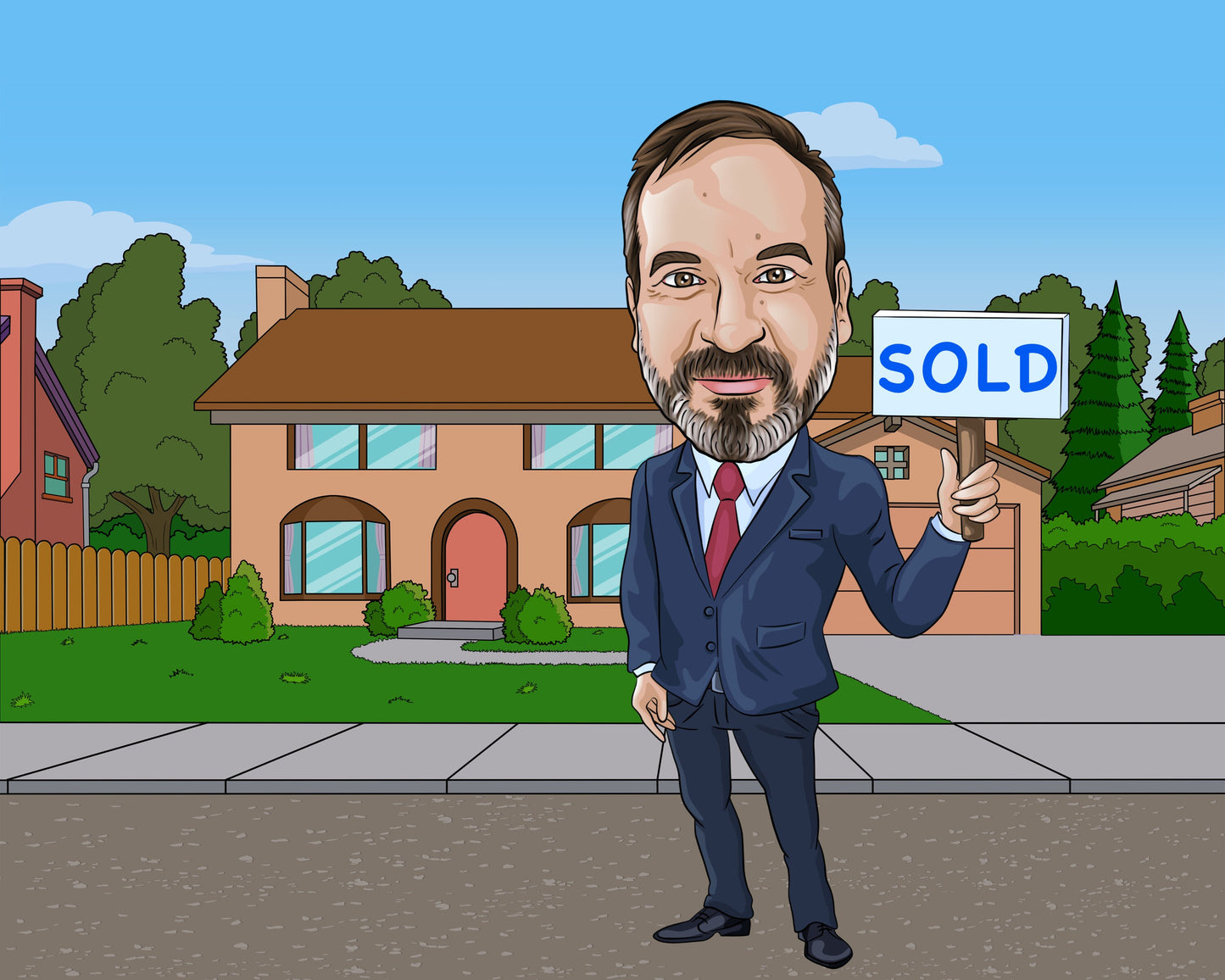 Real Estate Agent Gift - Custom Caricature Portrait From Your Photo/Real Estate broker gift