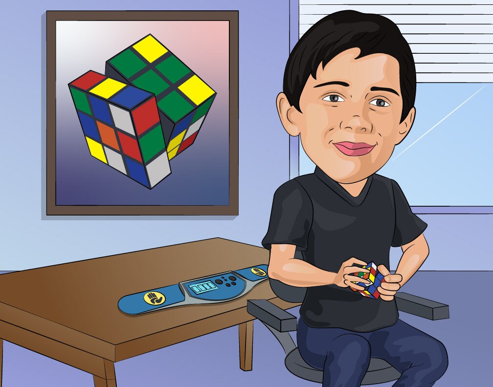 Rubik's Cube Lover Gift - Custom Caricature From Photo, speedcubing gift, rubiks cube gift