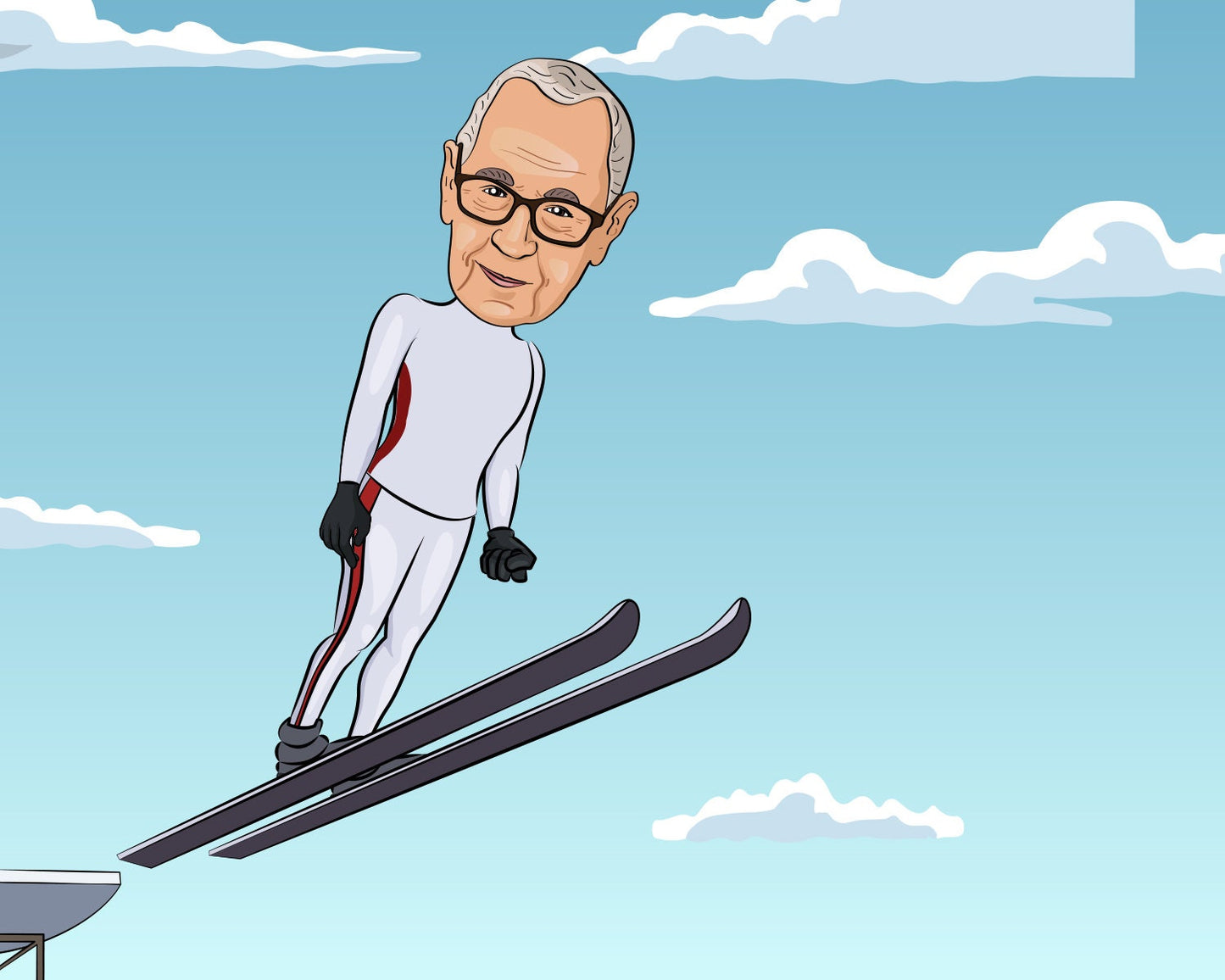 Ski Jumper Gift - Custom Caricature Portrait From Your Photo/Ski Jumping
