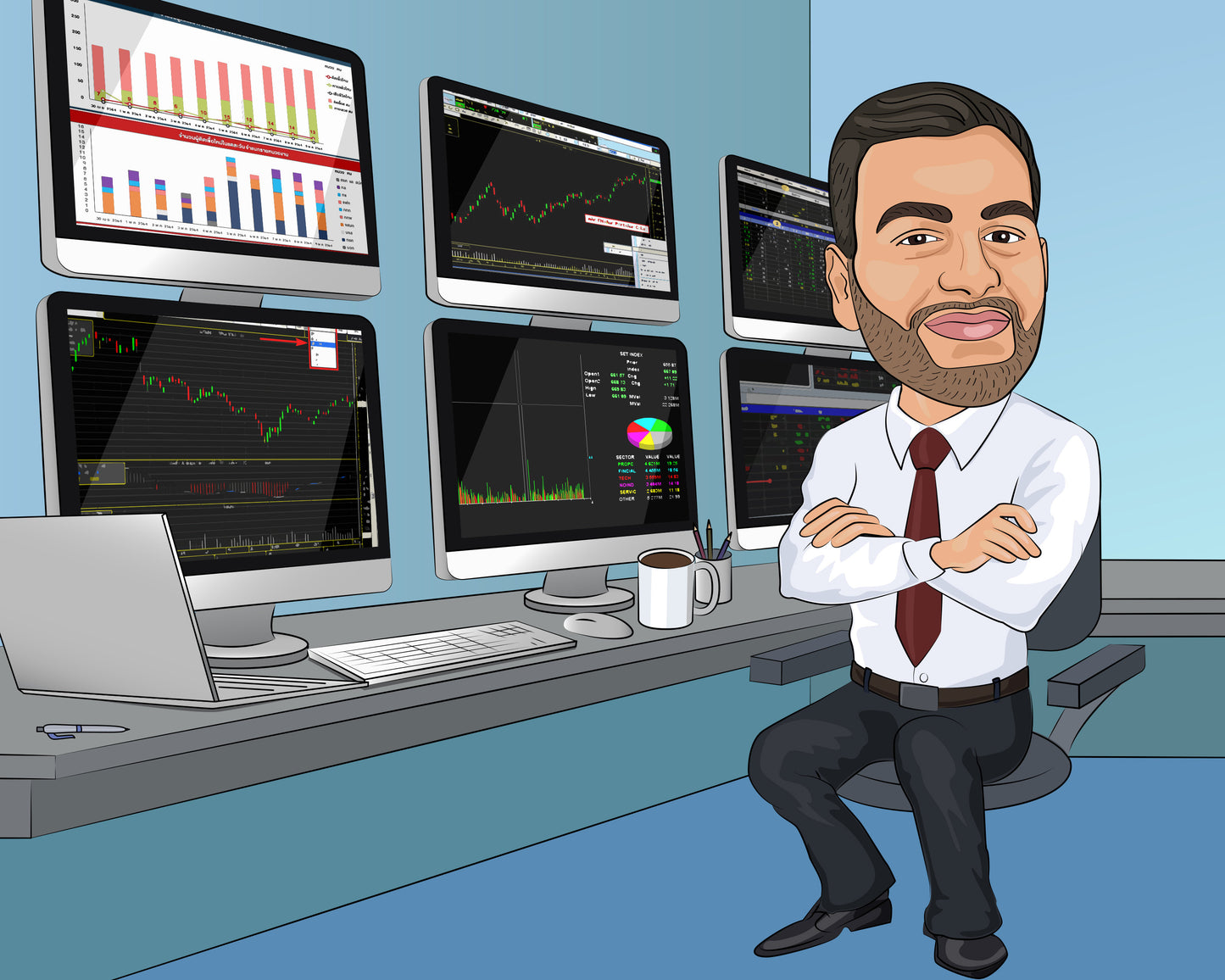 Stock Trader Gift - Custom Caricature From Photo, day trader gift, stock broker gift
