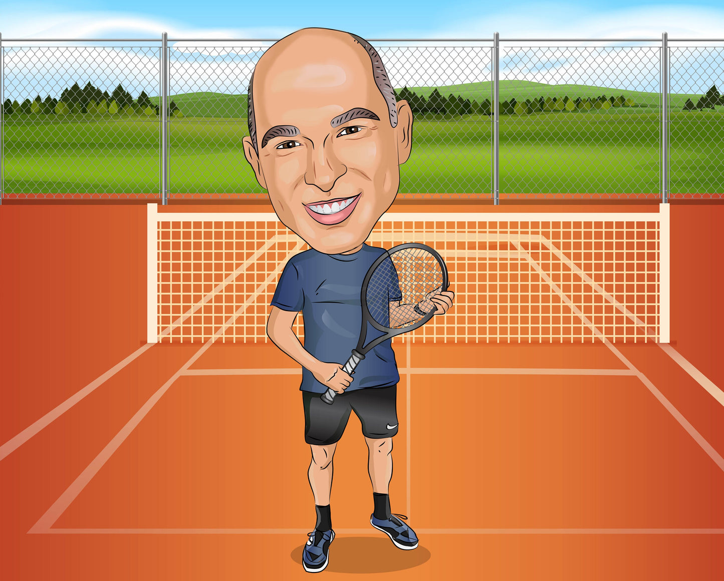 Tennis Player Gift - Custom Caricature Portrait From Your Photo/Tennis Coach Gift