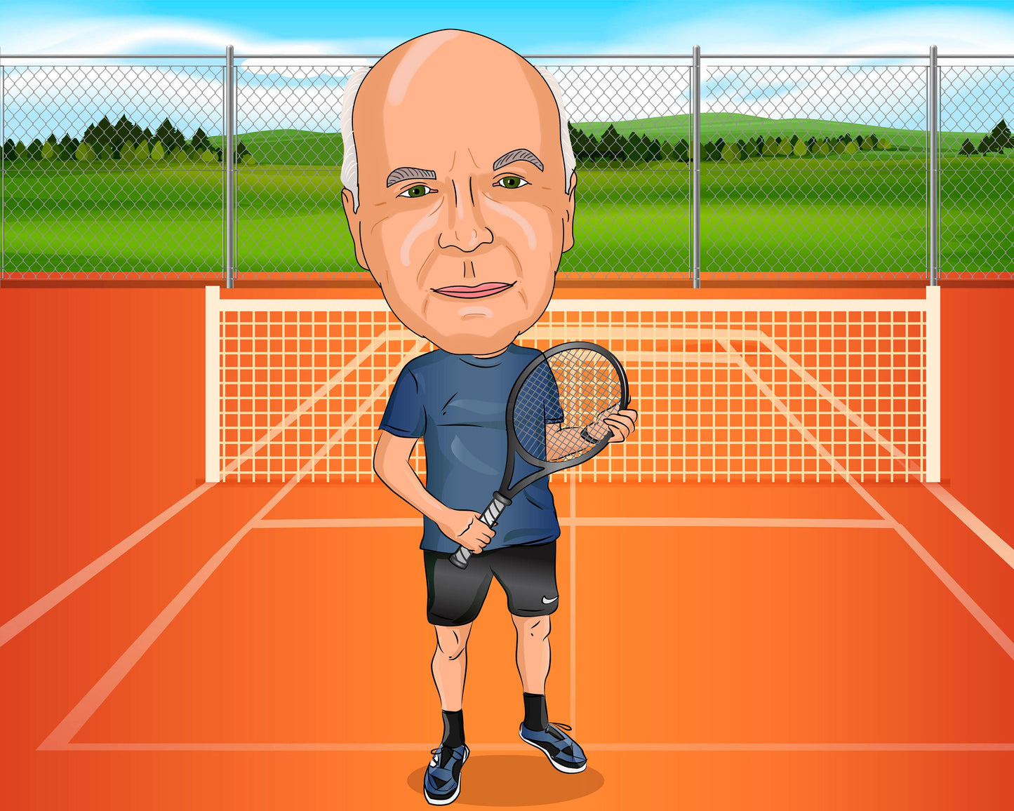 Tennis Player Gift - Custom Caricature Portrait From Your Photo/Tennis Coach Gift