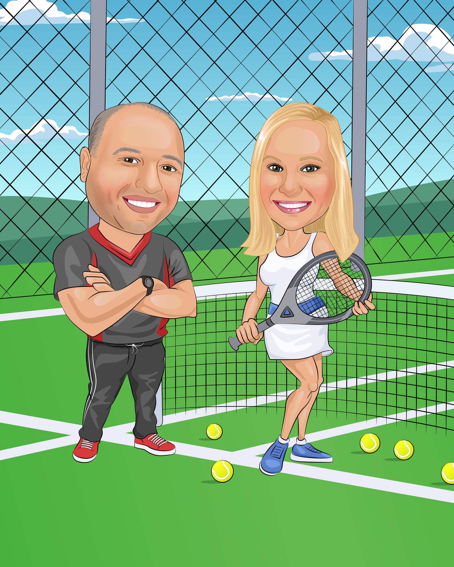 Tennis Player Gift - Custom Caricature Portrait From Your Photo/tennis coach gift
