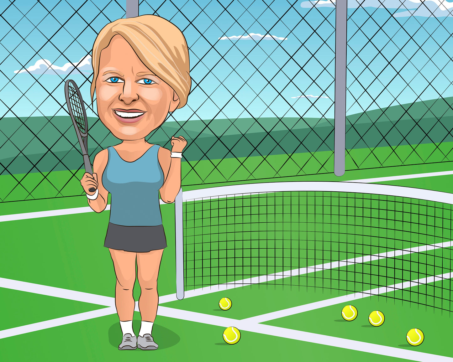 Tennis Player Gift - Custom Caricature Portrait From Your Photo/tennis coach gift