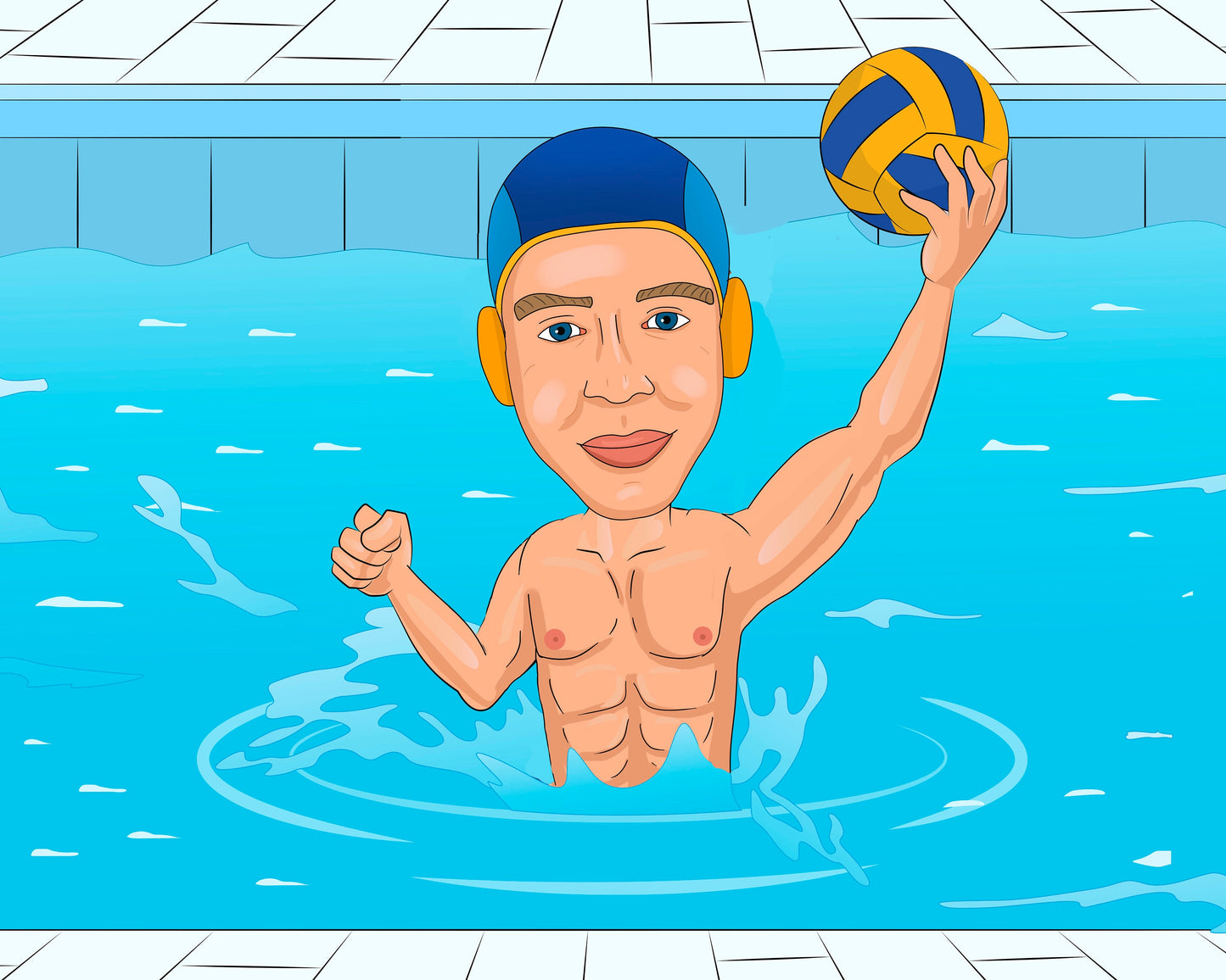 Water Polo Player Gift - Custom Caricature From Photo/water polo gifts/waterpolo