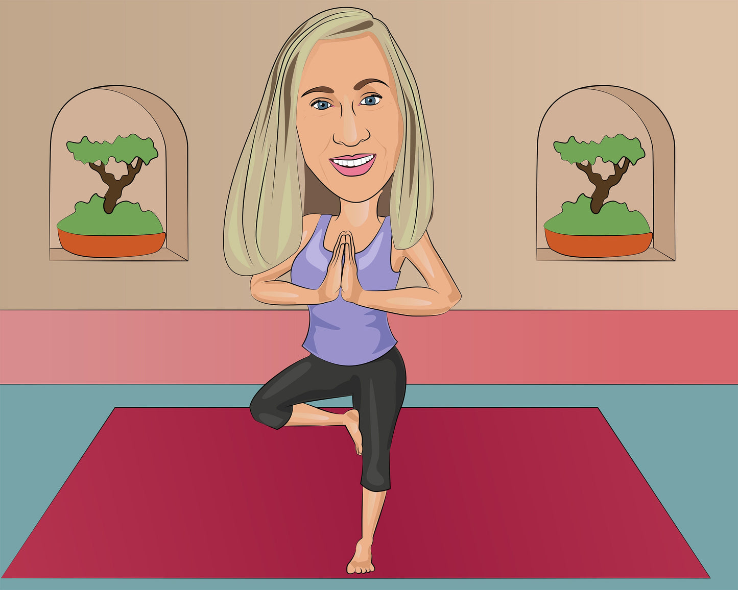 Yoga Instructor Gift - Custom Caricature From Photo/yoga teacher gift/yoga trainer