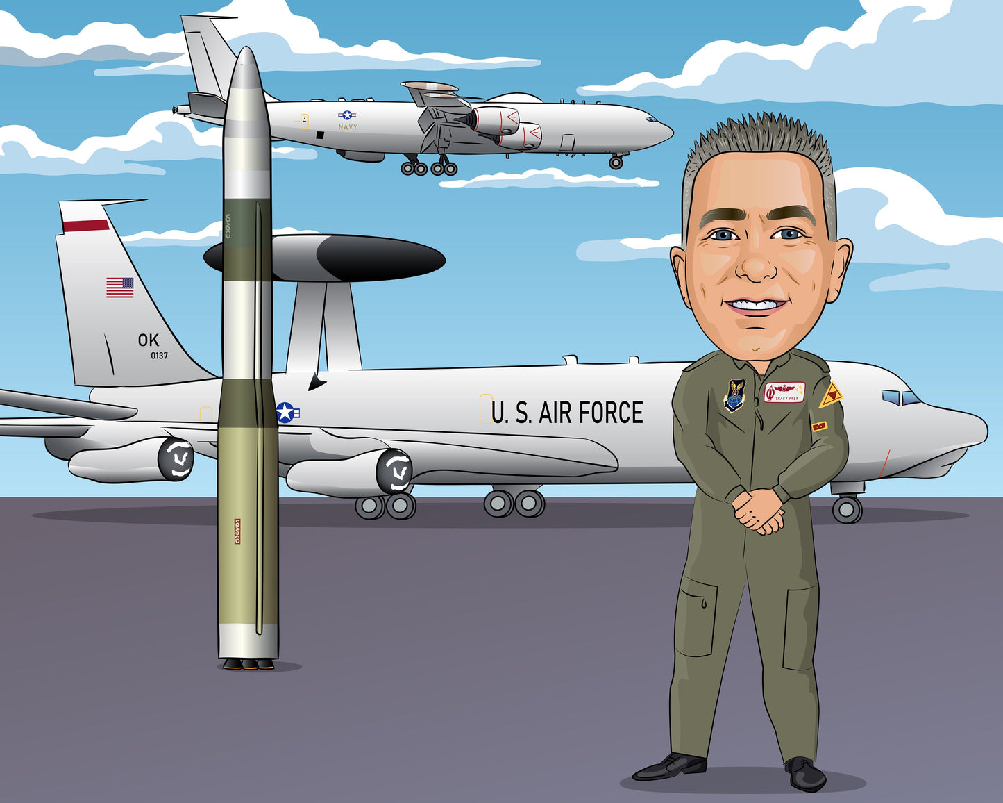 Air Force Pilot Gift - Custom Caricature From Your Photo, Air Force Retirement, military pilot