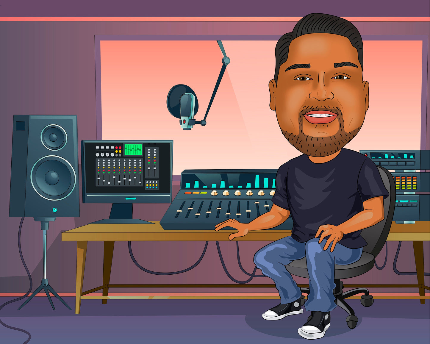 Music Producer Gift - Custom Caricature From Photo, Music Production, audio engineer