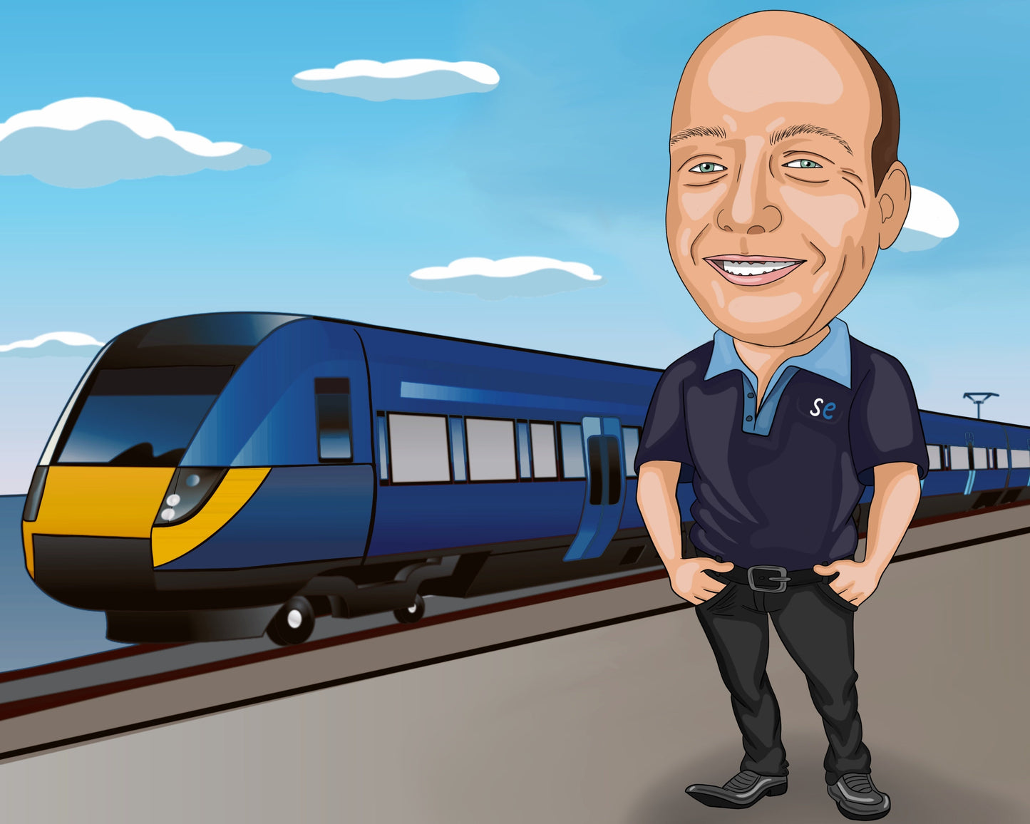 Train Operator Gift - Custom Caricature From Photo, train conductor, train driver gift