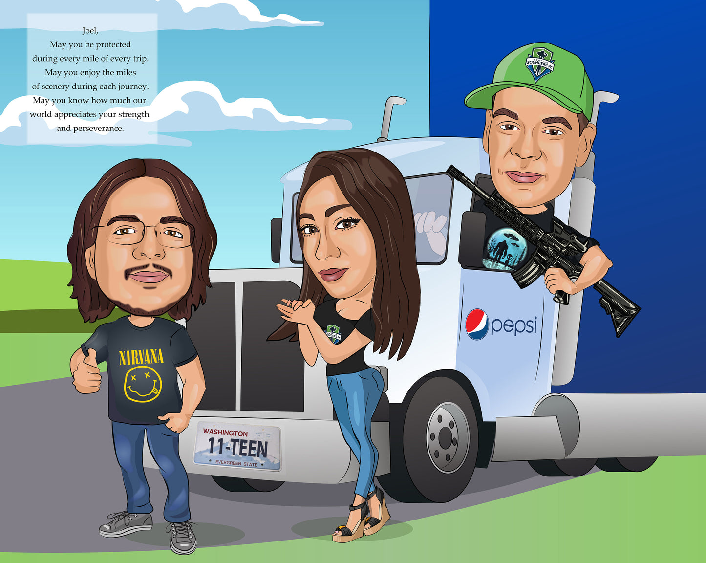 Truck Driver Gift - Custom Caricature Portrait From Your Photo/semi truck driver