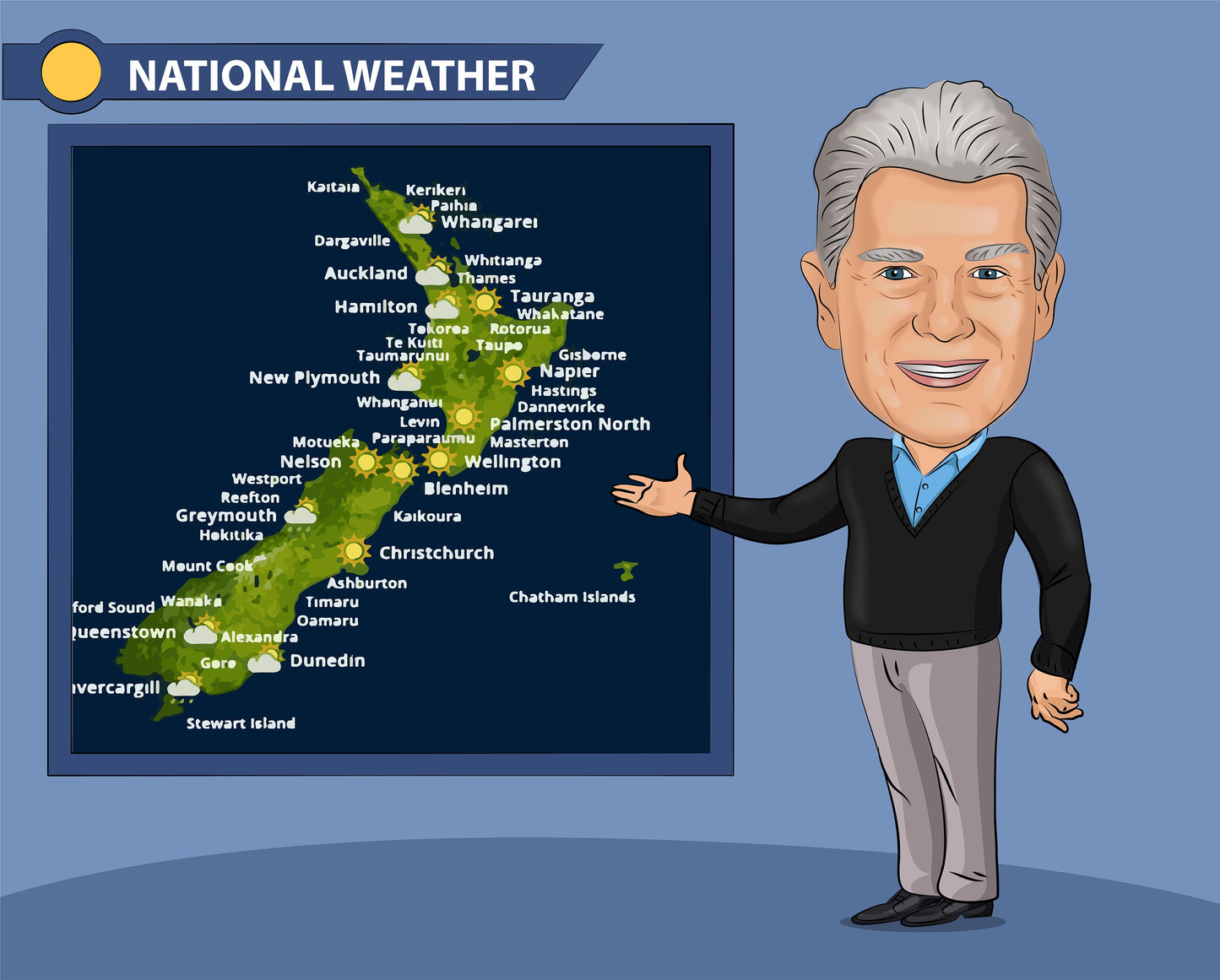 Meteorologist Gift - Custom Caricature From Photo, Weather Forecaster, meteorology gifts