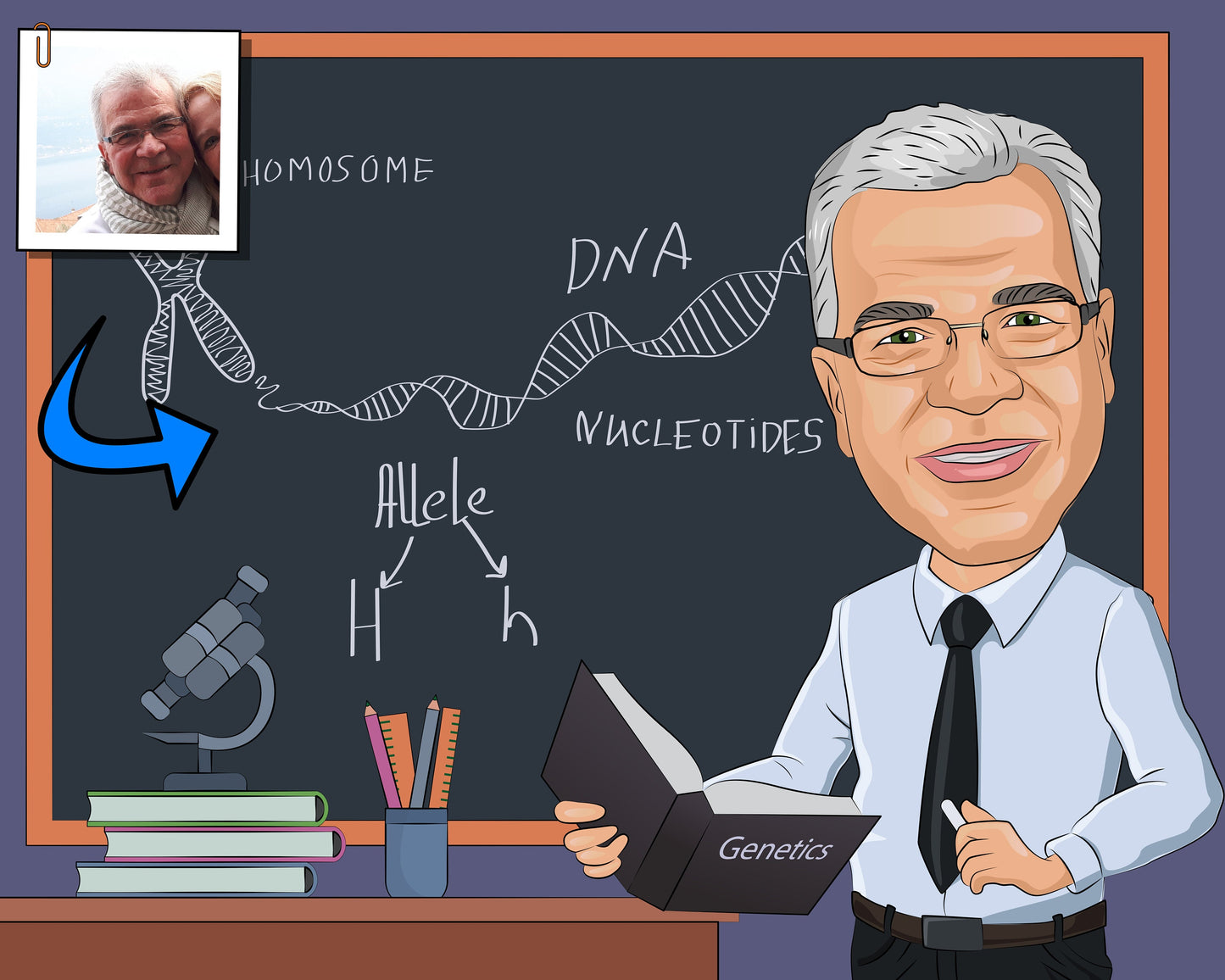 Embryology Teacher Gift - Custom Caricature From Photo, Embryology Professor