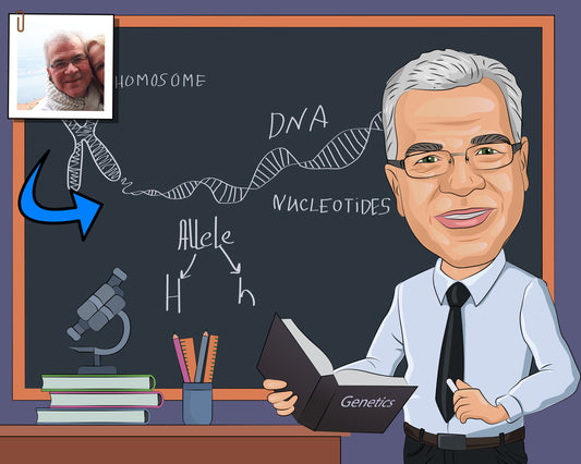 Genetics Teacher Gift - Custom Caricature From Photo, Genetics Professor
