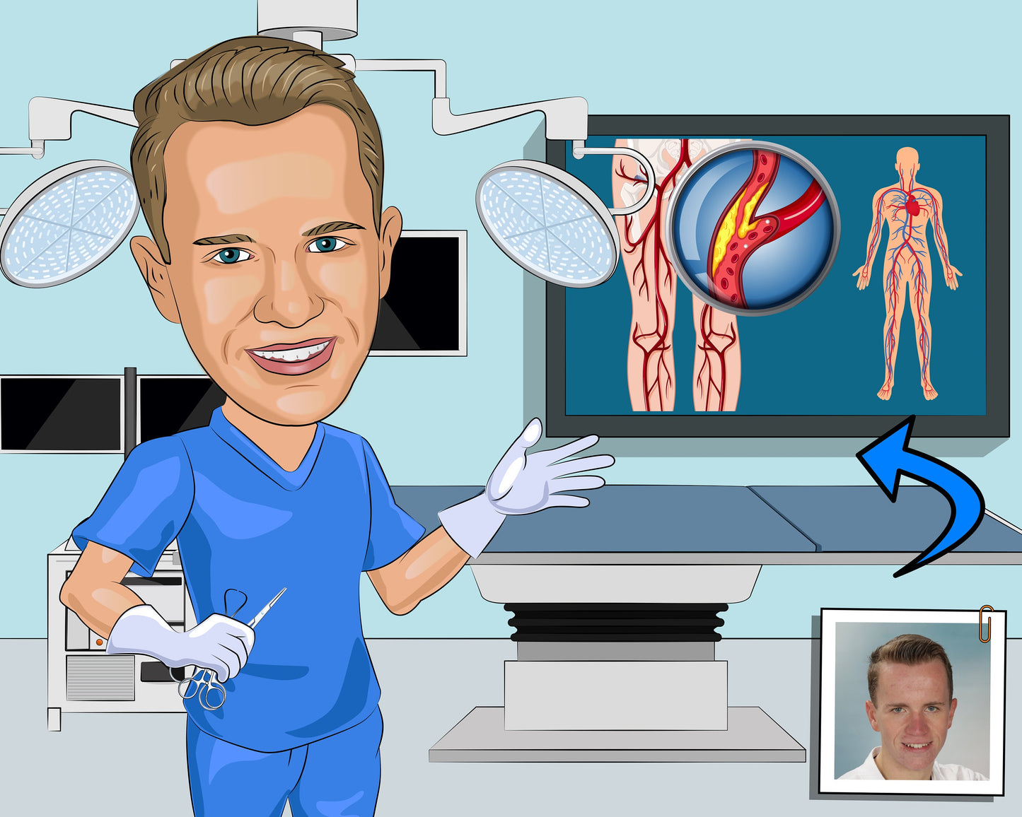 Colorectal Surgeon Gift - Custom Caricature From Photo