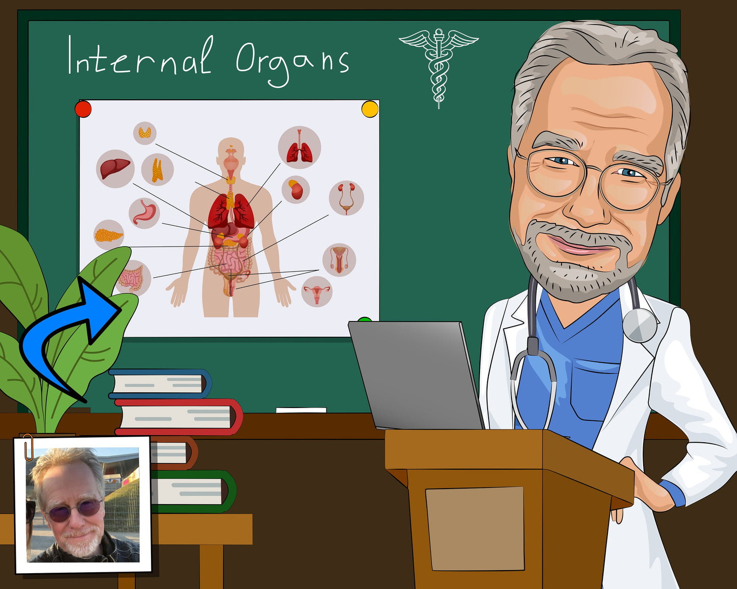 Microbiology Teacher Gift - Custom Caricature From Photo, Epidemiology Teacher Infectious Diseases