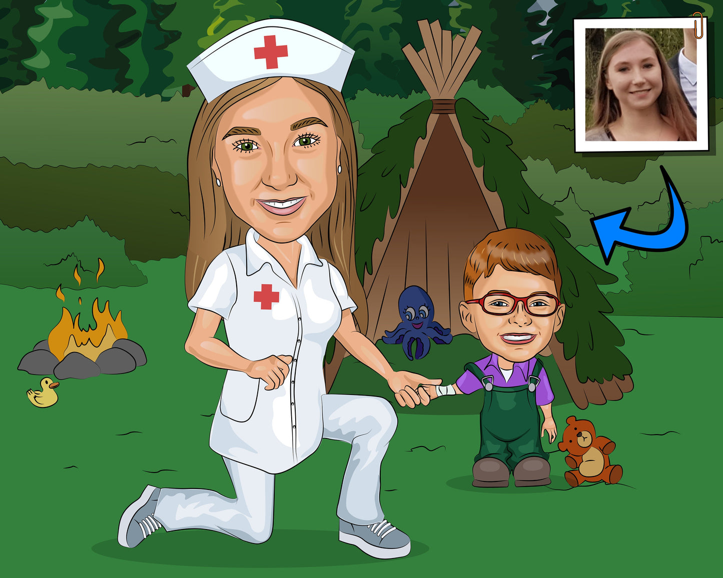 Camp Nurse Gift - Custom Caricature From Photo