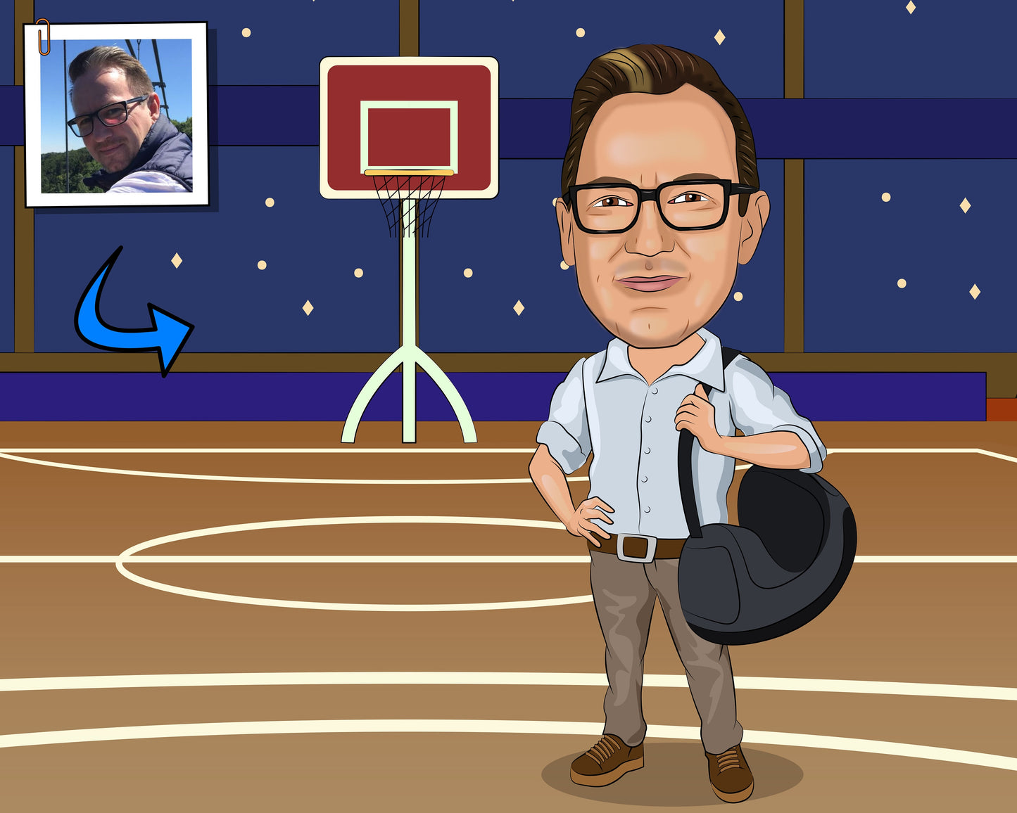Basketball Dad Gift - Custom Caricature From Photo