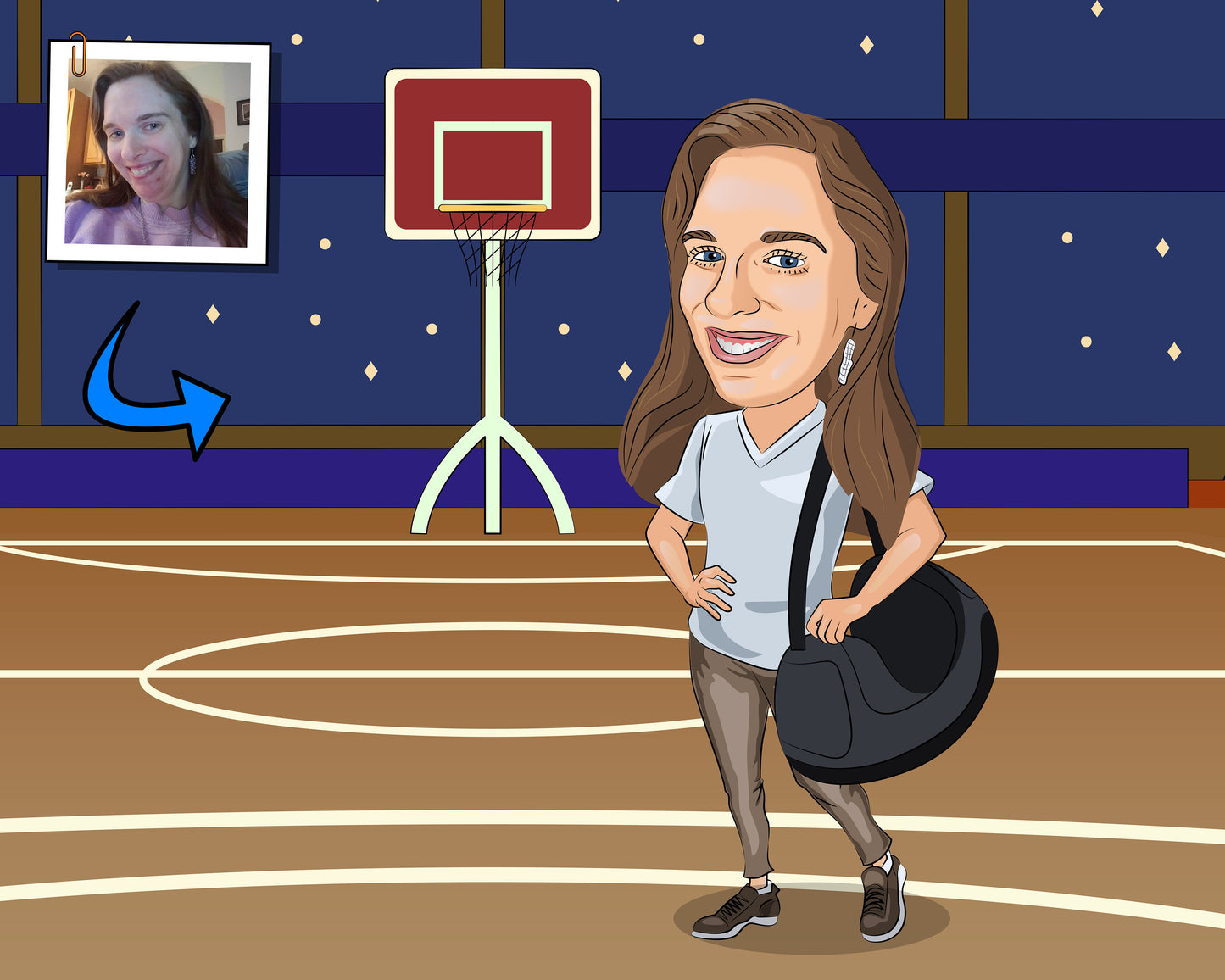 Basketball Dad Gift - Custom Caricature From Photo