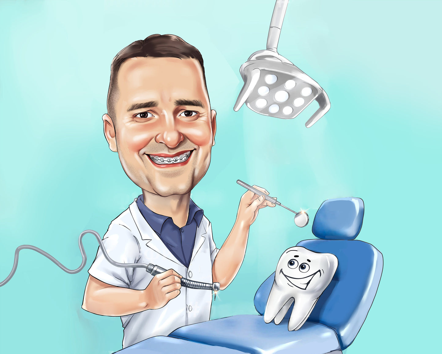 Dentist Gift Portrait - Custom Caricature From Photo, Dentist art, dentist retirement